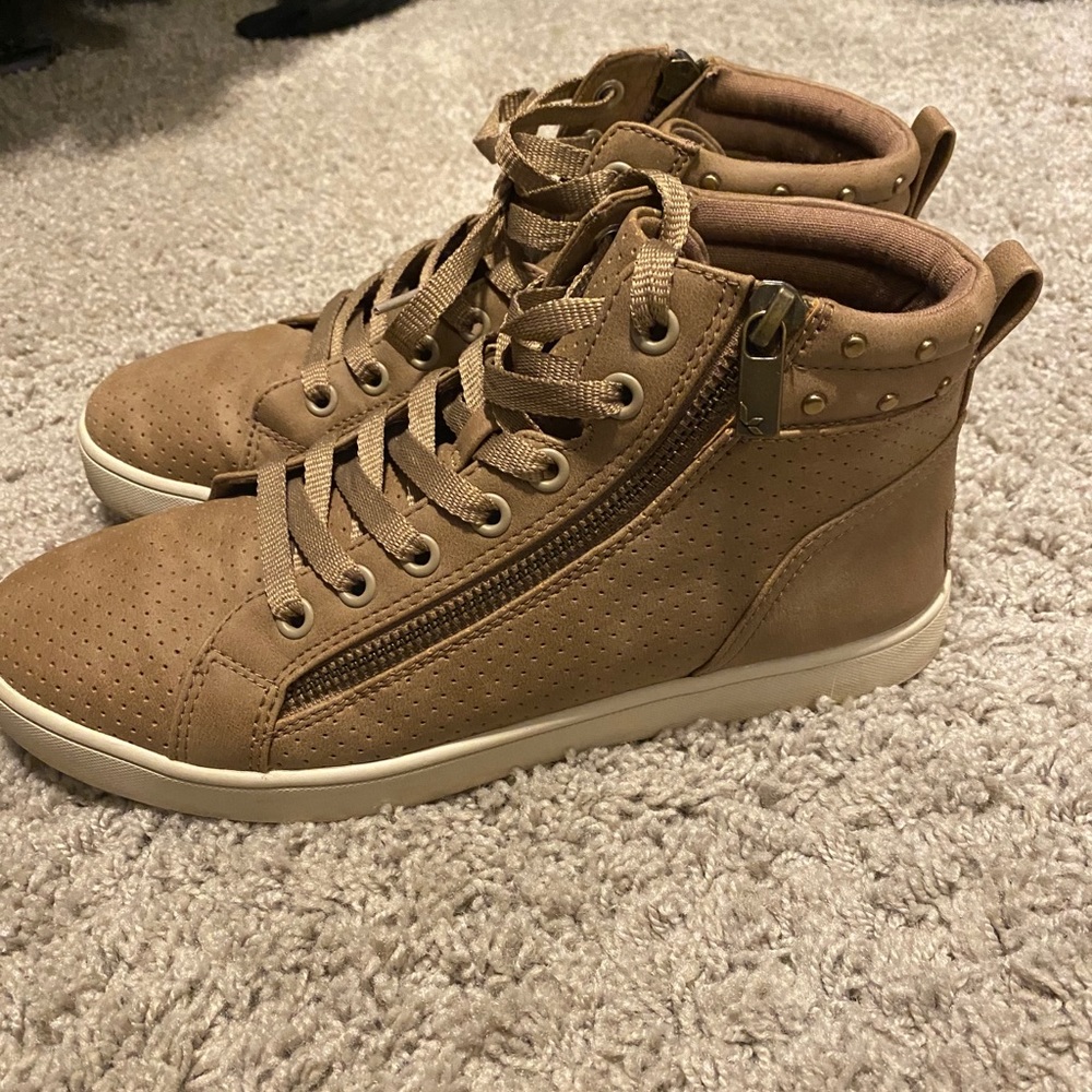High top sneakers.